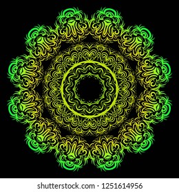 Vector round abstract Mandala style decorative element. Hand-Drawn Vector illustration. Can be used for textile, greeting card, coloring book, phone case print