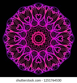 Vector round abstract Mandala style decorative element. Hand-Drawn Vector illustration. Can be used for textile, greeting card, coloring book, phone case print