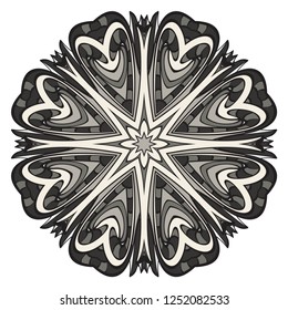 Vector round abstract Mandala style decorative element. Hand-Drawn Vector illustration. Can be used for textile, greeting card, coloring book, phone case print