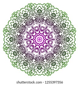 Vector round abstract Mandala style decorative element. Hand-Drawn Vector illustration. Can be used for textile, greeting card, coloring book, phone case print