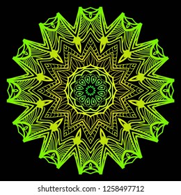 Vector round abstract Mandala style decorative element. Hand-Drawn Vector illustration. Can be used for textile, greeting card, coloring book, phone case print