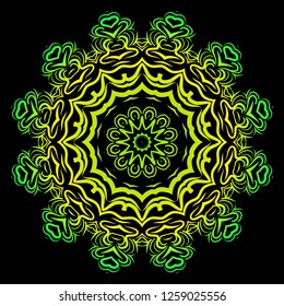 Vector round abstract Mandala style decorative element. Hand-Drawn Vector illustration. Can be used for textile, greeting card, coloring book, phone case print