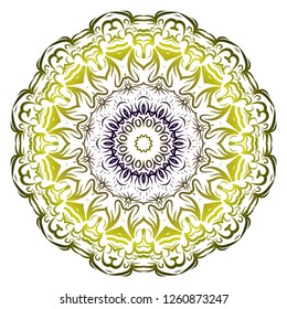 Vector round abstract Mandala style decorative element. Hand-Drawn Vector illustration. Can be used for textile, greeting card, coloring book, phone case print.