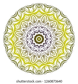 Vector round abstract Mandala style decorative element. Hand-Drawn Vector illustration. Can be used for textile, greeting card, coloring book, phone case print.