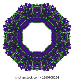 Vector round abstract Mandala style decorative element. Hand-Drawn Vector illustration. Can be used for textile, greeting card, coloring book, phone case print.