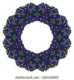 Vector round abstract Mandala style decorative element. Hand-Drawn Vector illustration. Can be used for textile, greeting card, coloring book, phone case print.