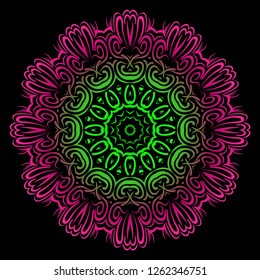 Vector round abstract Mandala style decorative element. Hand-Drawn Vector illustration. Can be used for textile, greeting card, coloring book, phone case print.