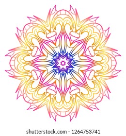 Vector round abstract Mandala style decorative element. Hand-Drawn Vector illustration. Can be used for textile, greeting card, coloring book, phone case print