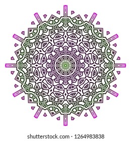 Vector round abstract Mandala style decorative element. Hand-Drawn Vector illustration. Can be used for textile, greeting card, coloring book, phone case print.
