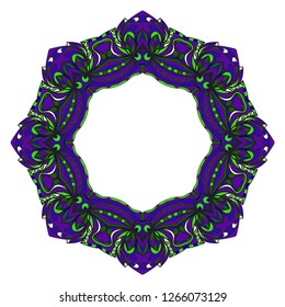 Vector round abstract Mandala style decorative element. Hand-Drawn Vector illustration. Can be used for textile, greeting card, coloring book, phone case print.