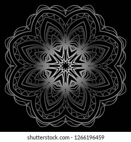 Vector round abstract Mandala style decorative element. Hand-Drawn Vector illustration. Can be used for textile, greeting card, coloring book, phone case print