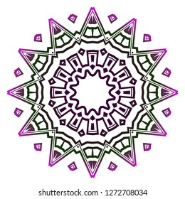 Vector round abstract Mandala style decorative element. Hand-Drawn Vector illustration. Can be used for textile, greeting card, coloring book, phone case print.