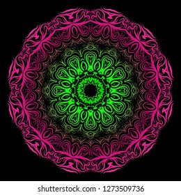 Vector round abstract Mandala style decorative element. Hand-Drawn Vector illustration. Can be used for textile, greeting card, coloring book, phone case print.