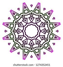 Vector round abstract Mandala style decorative element. Hand-Drawn Vector illustration. Can be used for textile, greeting card, coloring book, phone case print.