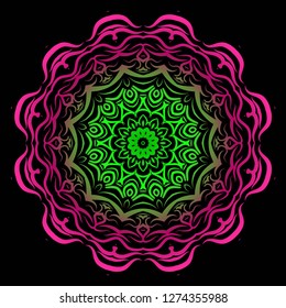 Vector round abstract Mandala style decorative element. Hand-Drawn Vector illustration. Can be used for textile, greeting card, coloring book, phone case print.