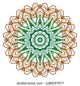 Vector round abstract Mandala style decorative element. Hand-Drawn Vector illustration. Can be used for textile, greeting card, coloring book, phone case print.