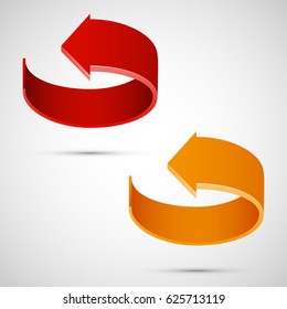Vector round arrow banners set. Direct circle shape. 3d Abstract arrow background. Business infographic presentation diagram. Section compare service trend. Paper arrows index. Exact pointer