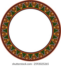 Vector round Assyrian colored ornament. Circle, border, frame of Mesopatamia. Pattern, ring of the ancient East.
