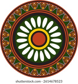 Vector round Assyrian colored ornament. Circle, border, frame of Mesopatamia. Pattern, ring of the ancient East.
