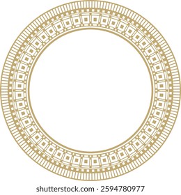 Vector round Assyrian gold ornament. Circle, border, frame of Mesopatamia. Pattern, ring of the ancient East.
