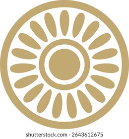 Ornamento de oro asirio redondo de Vector. Círculo, borde, marco de Mesopatamia. Patrón, anillo del antiguo Oriente.
