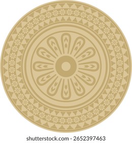 Vector round Assyrian gold ornament. Circle, border, frame of Mesopatamia. Pattern, ring of the ancient East.
