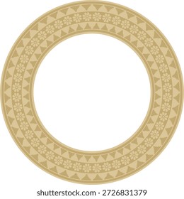 Ornamento de oro asirio redondo de Vector. Círculo, borde, marco de Mesopatamia. Patrón, anillo del antiguo Oriente.
