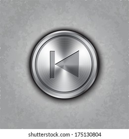 Vector round backward button on textured background