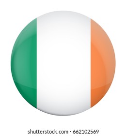 Vector round badge with irish national flag.
