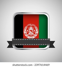Vector Round Banner With Afghanistan Flag