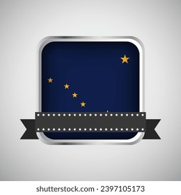 Vector Round Banner With Alaska Flag