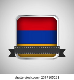 Bandera redonda de vectores con bandera de Armenia