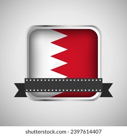Vector Round Banner With Bahrain Flag