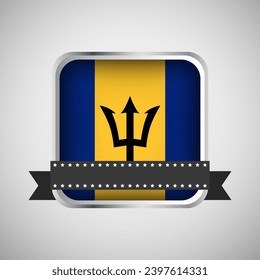 Vector Round Banner With Barbados Flag