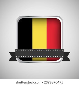 Vector Round Banner With Belgium Flag