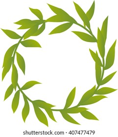 vector. Round banner of branches with leaves . Green leaves in a circle. vector leaves and place for text