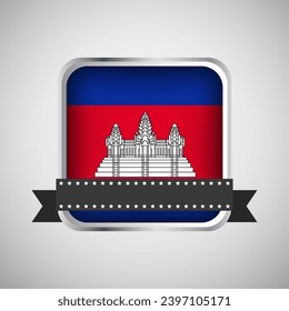 Vector Round Banner With Cambodia Flag