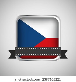 Vector Round Banner With Czech Republic Flag