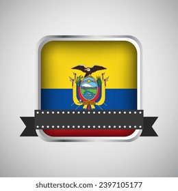 Vector Round Banner With Ecuador Flag
