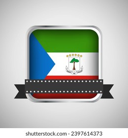 Vector Round Banner With Equatorial Guinea Flag