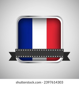 Vector Round Banner With France Flag