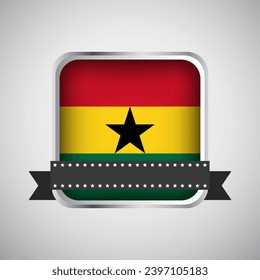 Vector Round Banner With Ghana Flag