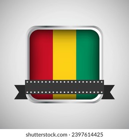 Vector Round Banner With Guinea Flag