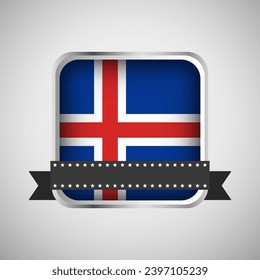 Vector Round Banner With Iceland Flag