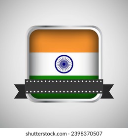Vector Round Banner With India Flag