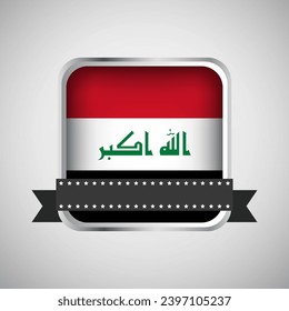 Vector Round Banner With Iraq Flag