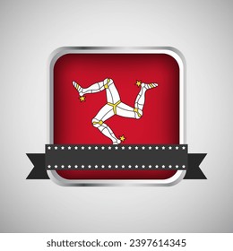 Vector Round Banner With Isle of Man Flag