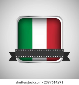Vector Round Banner With Italy Flag