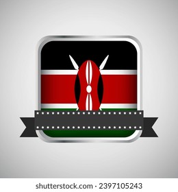 Vector Round Banner With Kenya Flag