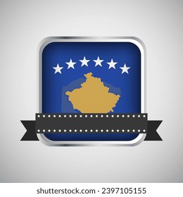 Vector Round Banner With Kosovo Flag
